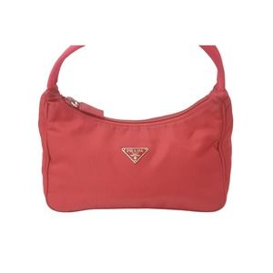 Prada Nylon Handbag Hobo One Bag Red Shoulder Mini